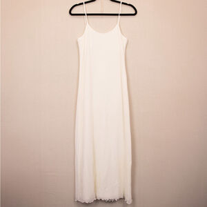 90s Petit Pois white sheer midi slip dress-M